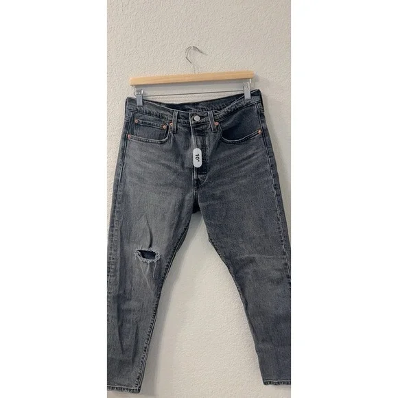 Levi's 501 Black Distressed Button Fly High rise Jeans Womens Size W30 L28 - Picture 5 of 7